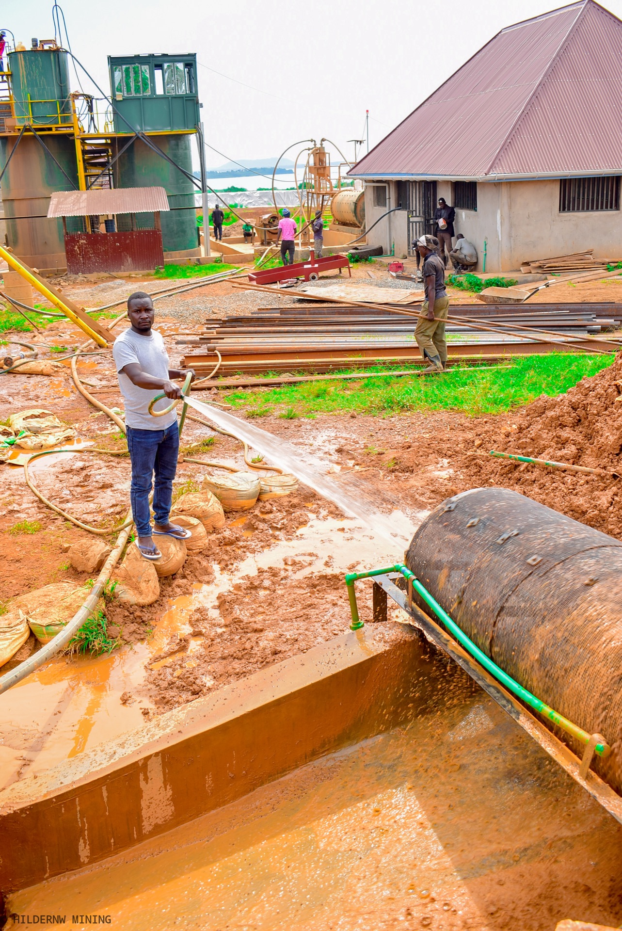 Water washing at processing site